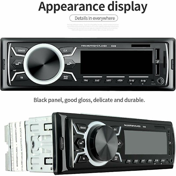 Autoradion Bluetooth, 1din Autoradion, 4x60w Autoradion 7 färger Fm Stereo Radio USB/sd/aux/eq/mp3 Player Pioneer Autoradion