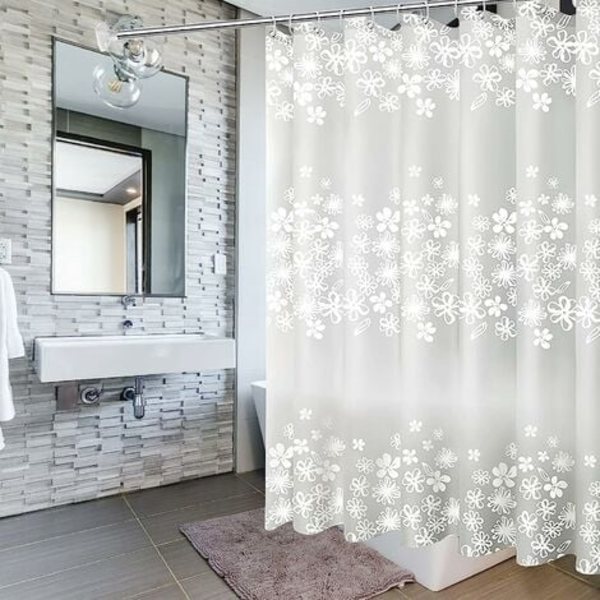 Duschdraperi, 200x200cm Badrumsdraperi Foder med  Krokringar, Mögelbeständig Antibakteriell Vattentät Tvättbar, för Badkar Badrum