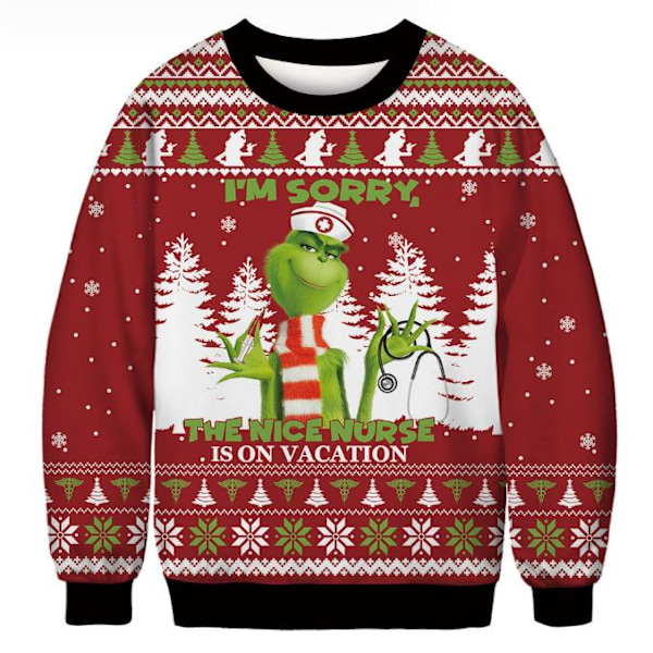 Grinch Juletrøje Par Rund Hals Unisex Langærmet E E M