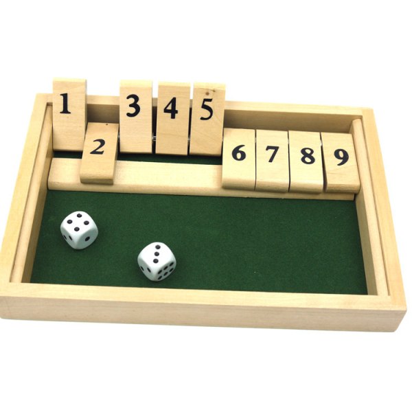 Tretall Shut The Box 9-sifret terningspill med 2 tretärninger