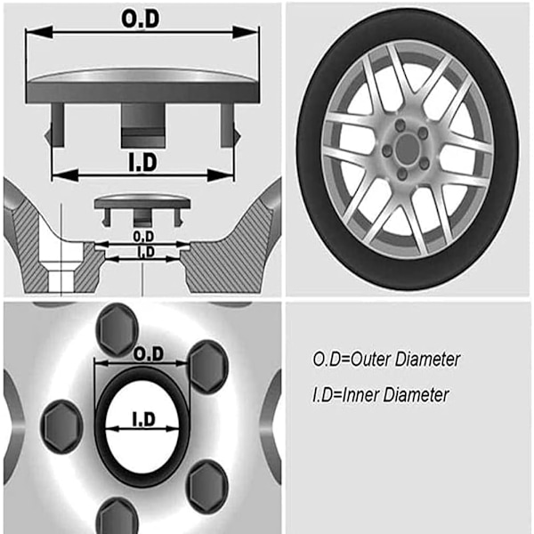 (Svart) 4 stk Navkapsler for Mazda, 57mm, Navkapsler for Bil