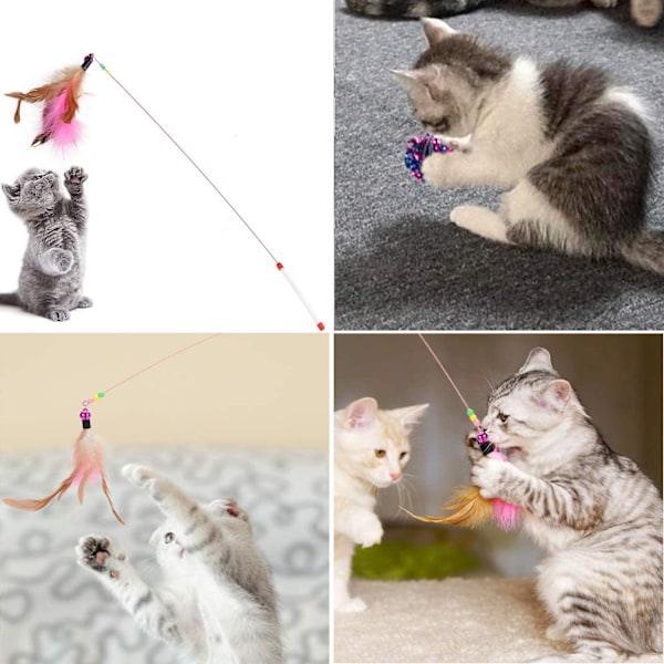 21 stycken kattleksaker, Kitty Toys Assorted, kattunnel fjäder teaser trollspö mus möss bollar och klockor leksaker set för katt