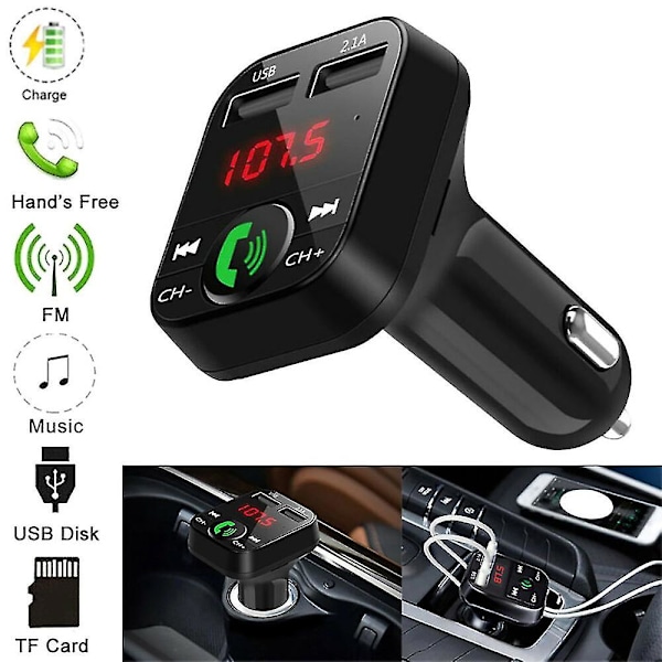 Trådlös Bluetooth-bilsändare 2 USB-laddare Aux-adapter Handsfree