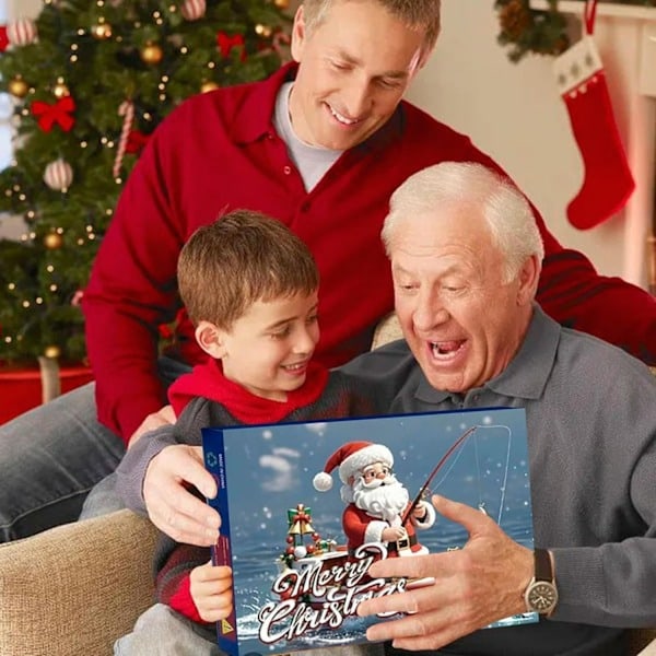 Fiske Adventskalender 2024 - Fiskedrag Set, Fiskeutrustning för Vuxna Män Pojkar, Fisketillbehör (24 st) B-FA3- B