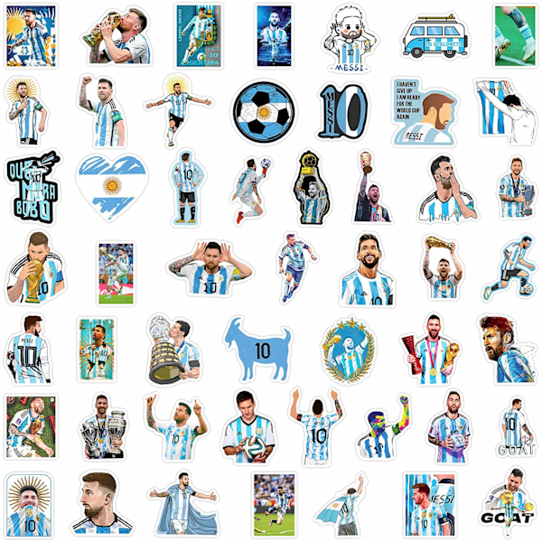 50 kpl Lionel Messi -tarroja Vedenpitävät kannettavan tietokoneen rullalautalaukun tee-se-itse-tarrat-FA2- 50PCS