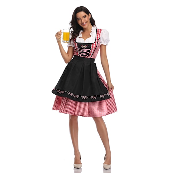 Høj kvalitet traditionel tysk ternet kjole Oktoberfest kostumer til voksne kvinder Halloween Fancy Party Style M m