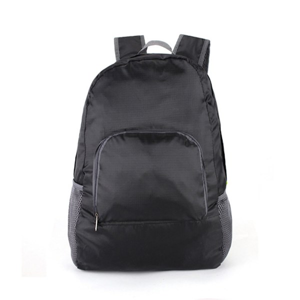 Packbar vandringsryggsäck, vanntett, sammenleggbar ryggsekk, egnet for reiser, black