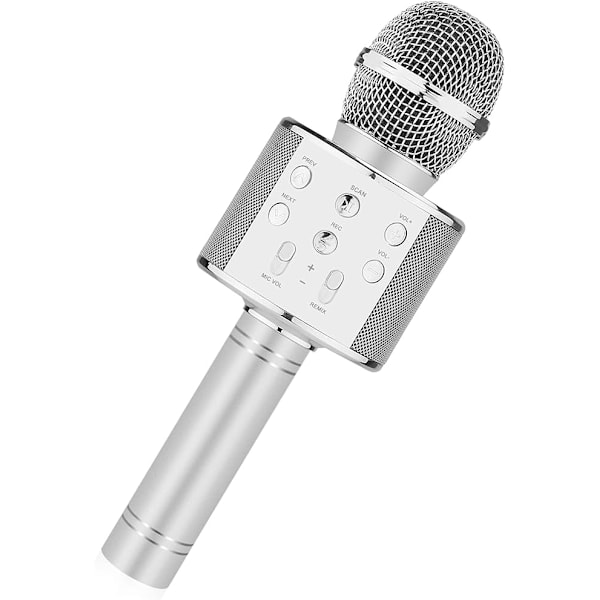 Karaokemikrofon med højttaler og Bluetooth Sølv Silver Silver