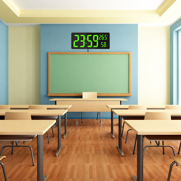 Stor digital veggklokke med digitalt display