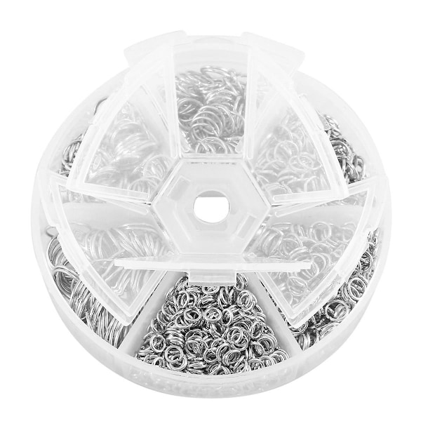 1390 stk. O-ring koblinger metall åpne hoppringer sett metall hoppringer for smykkelaging koblinger Sølv