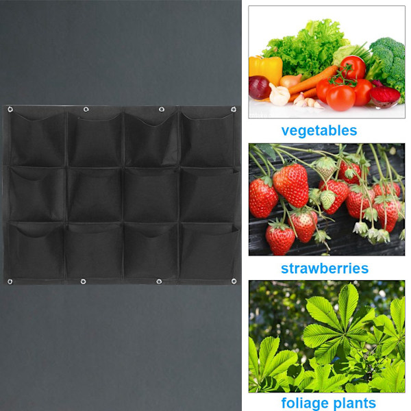 Plantekasse Have Balkon Væg Vertikal Blomst Planter Hængende Plantekasse Sort Farve 12 Lommer