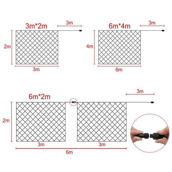 480 LED Varm Hvid Julelysnet - 6x4m med 8 Belysningstilstande-FA-