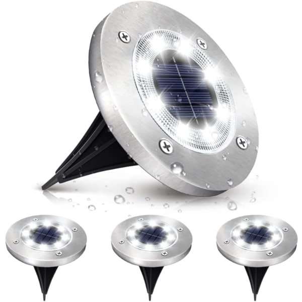 Solar Powered Outdoor Garden Lights, 8 LED Recessed Solar Lights