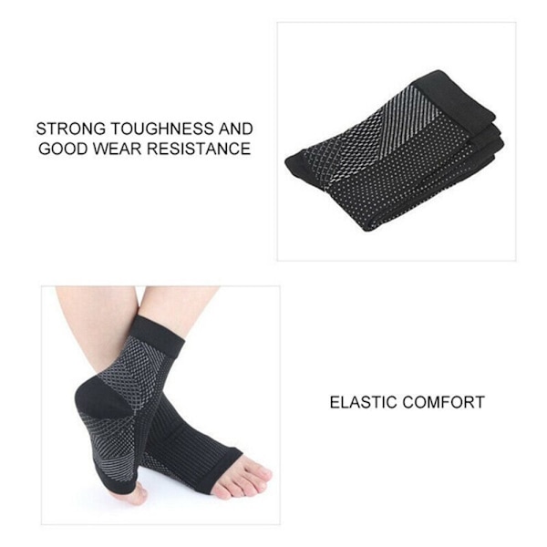 2 par fotstrømper Plantar Fasciitis kompresjonsstrømper L/XL