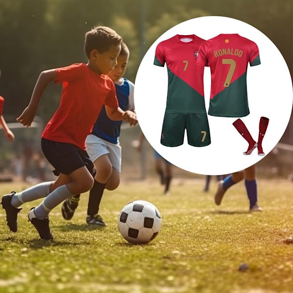 22-23 Portugal Fotballdrakter Sett Fotballklær nr 7 Cristiano Ronaldo 3-4 years