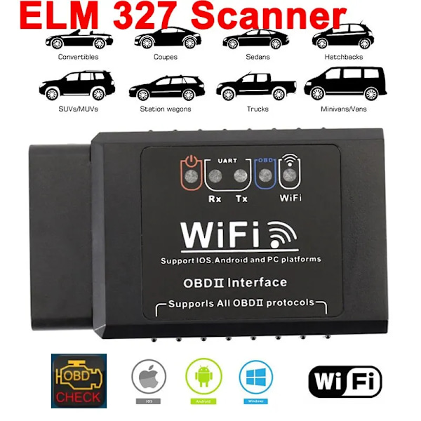 OBD2 WIFI ELM327 V 1.5 Scanner til iPhone IOS / Android Kode Læser Diagnoseværktøj
