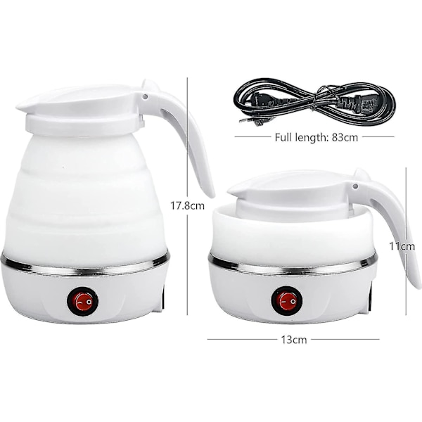Hopfällbar vannkoker 2024 0,6L silikon reisevannkoker hopfällbar elektrisk vannkoker for camping Fw