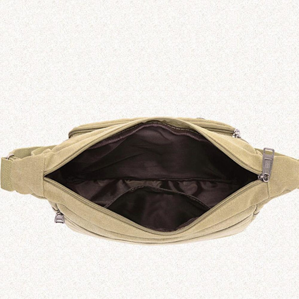 Canvasveske for menn Reise Vandring Cross Body skulderveske khaki