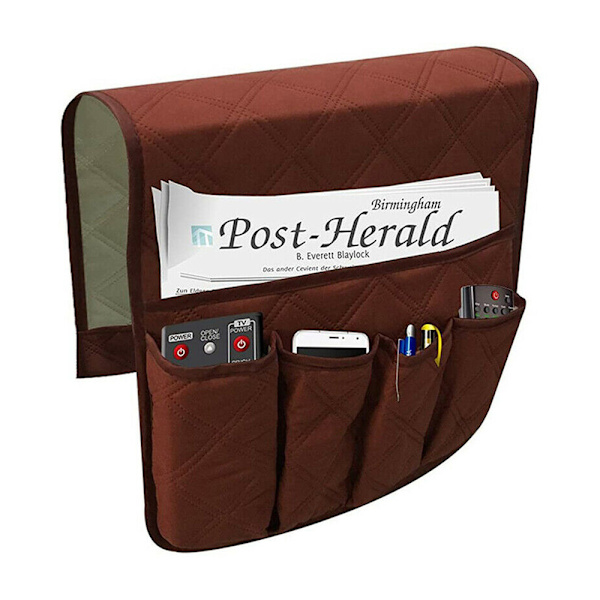 TSV halkfri soffa armstöd organizer vattentät 5 fickor brown
