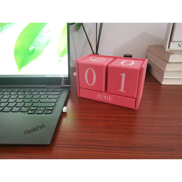 Trä skrivbord block kalender - evig block månad datum display