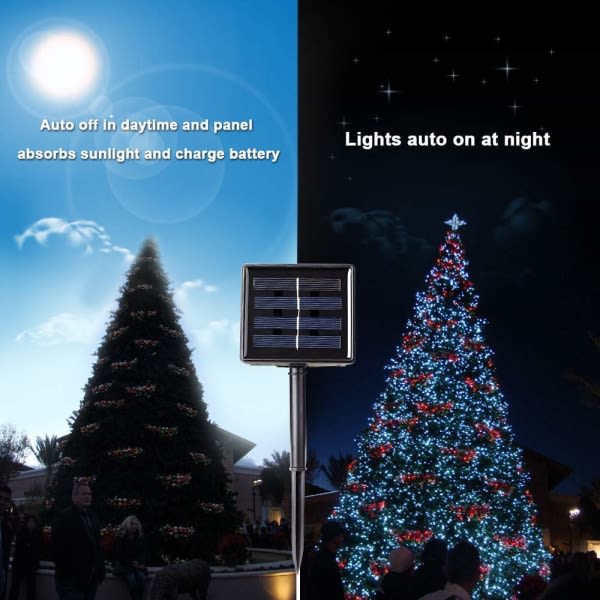 Solcelledrevne lysslynger utendørs, 22M 200 LED jul (flerfarget)