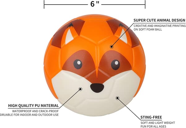 15 cm Mini Fodbold, Sødt Dyredesign Blød Skumbold til Børn, Blød og Hoppende-FA-