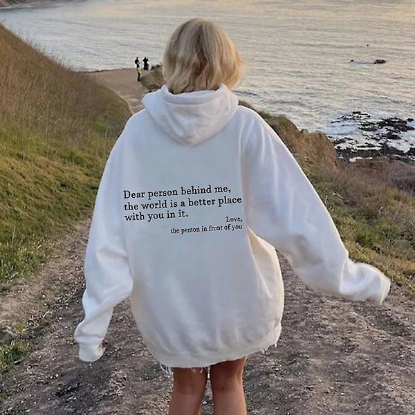 Hoodie med text på ryggen - Vintage estetik - Känguruficka - Unisex - Trendig - 1 1 XXL