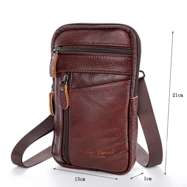 Herre Læder Mobiltelefon Taske Bæltetaske Crossbody Midje P - lager brown One-size