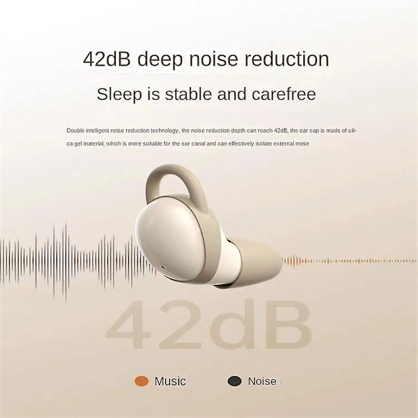 Näkymättömät nukkumiskuulokkeet Pienimmät Kevyimmät Pienet melunvaimennuskorvatulpat nukkumiseen Hiljainen mukava Mini Sleepbuds Langaton Bluetooth 5.2 Piilotetut kuulokkeet Beige