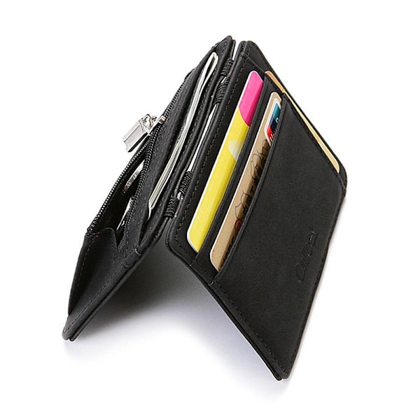 Magic Wallet med myntfack - Olika färger black Konstläder
