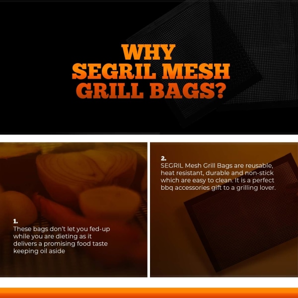 2 stk BBQ Mesh-veske - Utendørs matlagingsveske, Non-Stick BBQ
