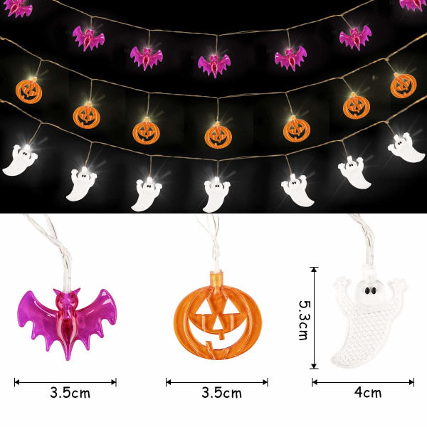 Halloween dekorativa lampor Halloween ljusslingor, 3 batterier