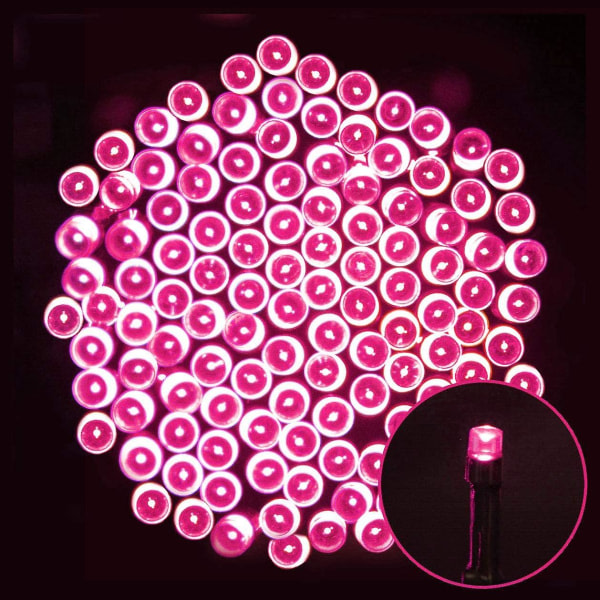 22m Solar Fairy Lights 200 Led 8 String Lights Ideal Garden Pink