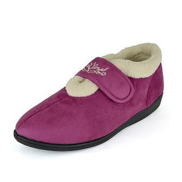 Dam/Dam Brodeerat Tofflor UK 6 Hallon Raspberry UK 6 Raspberry