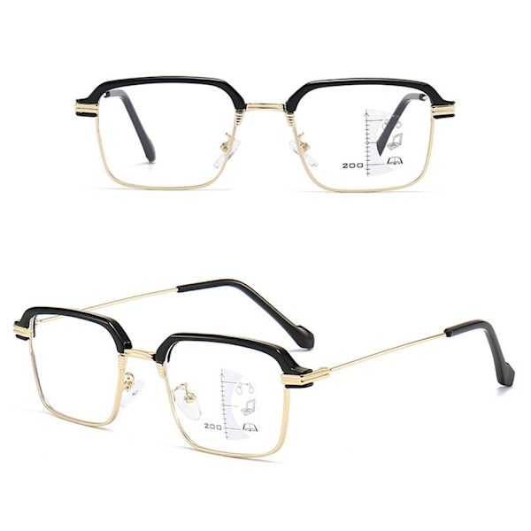 Anti-blått lys Lesebriller Firkantede Briller GULL STYRKE Gold Strength 400 Gold