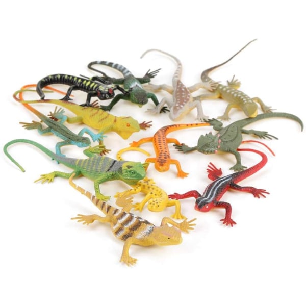 12pcs Set Colorful Lizard Patterns Simulated Kids Animal Toys