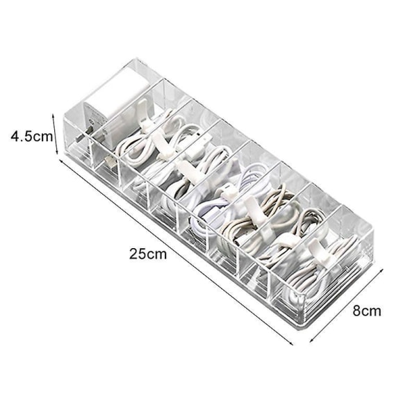 Kabeloppbevaringsboks Transparent Plast Datakabel Oppbevaringsbeholder For Skrivebord Stasjonær Multifunksjonell Headset Data Ladningskabel A