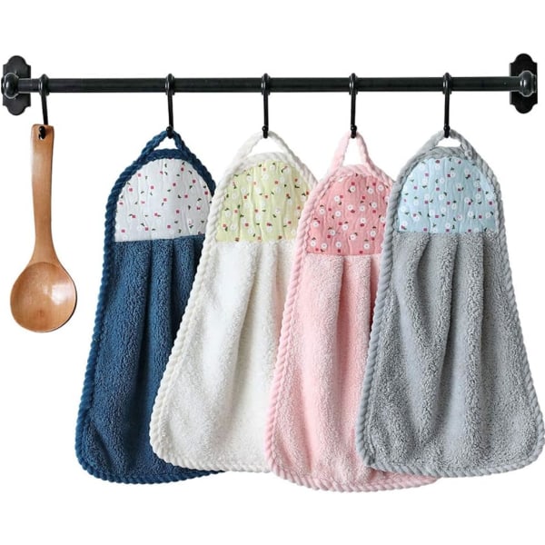 4 st hängande handtorr handduk, tjock korall sammet handduk