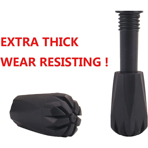 Set med 6 vandringsstavstillbehör, ekstra tykke, slitesterke gummispisser med en innerdiameter på 11 mm/0,43 tommer, snøholder, leireholder for vandringsstaver, for alle vanlige vandringsstaver