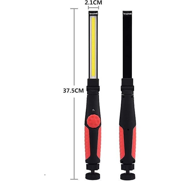 Laderbar LED-arbeidslampe med magnet og USB, sammenleggbar 360 graders rotasjon, laderbar LED-inspeksjonslampe, inspeksjonslampe for husarbeid