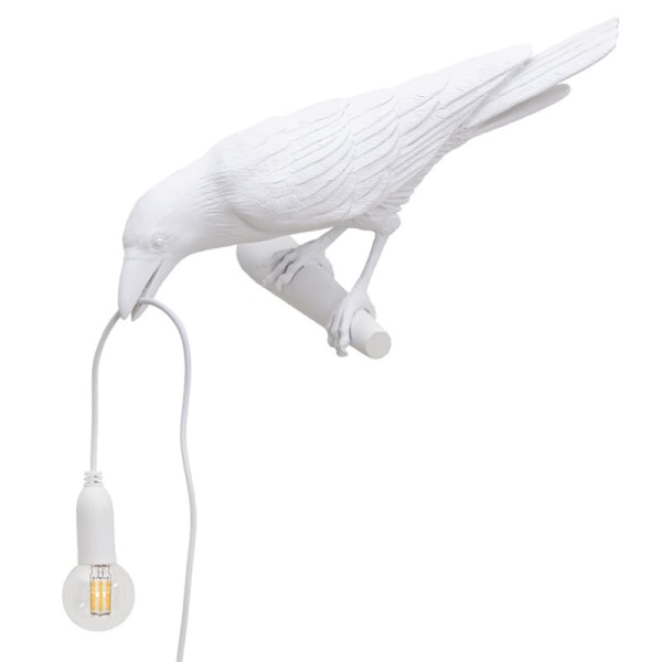 Seletti Bird Moderne Italiensk Væglampe Sort Hvid Harts L-WELLNGS white right