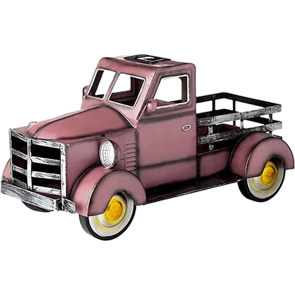 Retro-stil solcelledrevet pickup-truck, vintage metall-truck blomsterpotte