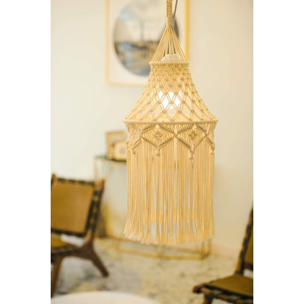 Boho Makrame Lampskjerm Henge Taklampe Deksel Moderne Kontor