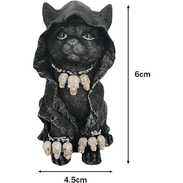 Feline Cloaked Grim Reaper Cat Figurine, Black Cute Feline