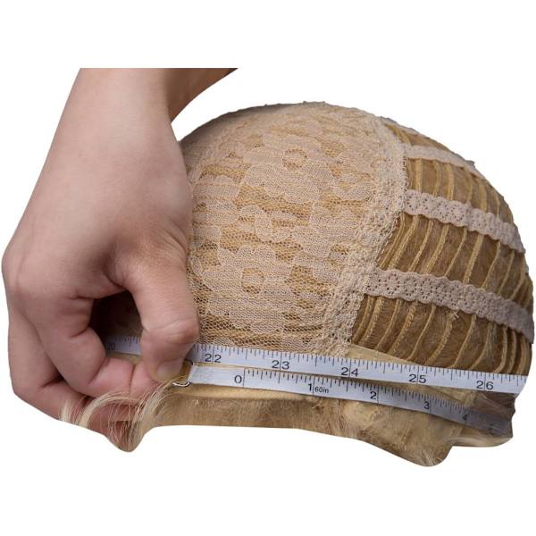 Blond parykk med lugg, syntetisk, fullstendig hår, naturlig honning
