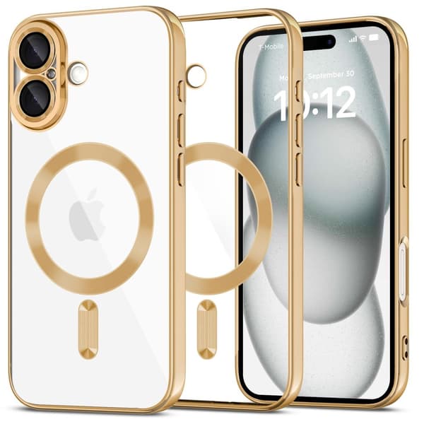 MagSafe iPhone 16-fodral med glänsande guld MagFlex-skydd