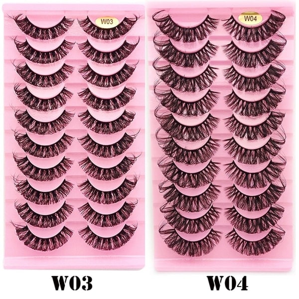 10 par Ryssland Volym DD Curl Faux Mink Lösögonfransar W03 W03