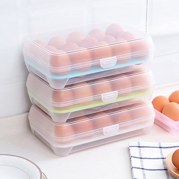 15 rutnät plast förvaringslåda äggförvaring äggkartonger för kylskåp White