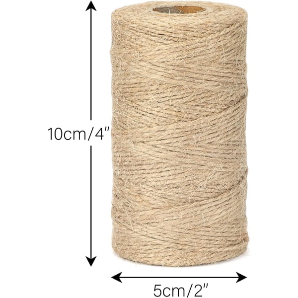 Jutegarn 1,5 MM, 100 M naturlig hage jute rep, 2-lags kunst og håndverk lintråd brunt for DIY-håndverk; Bruk av hagearbeid