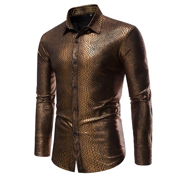Miesten Paillettipaita Pitkähihainen Paita Juhliin Yökerhoon Kulta gold 4XL